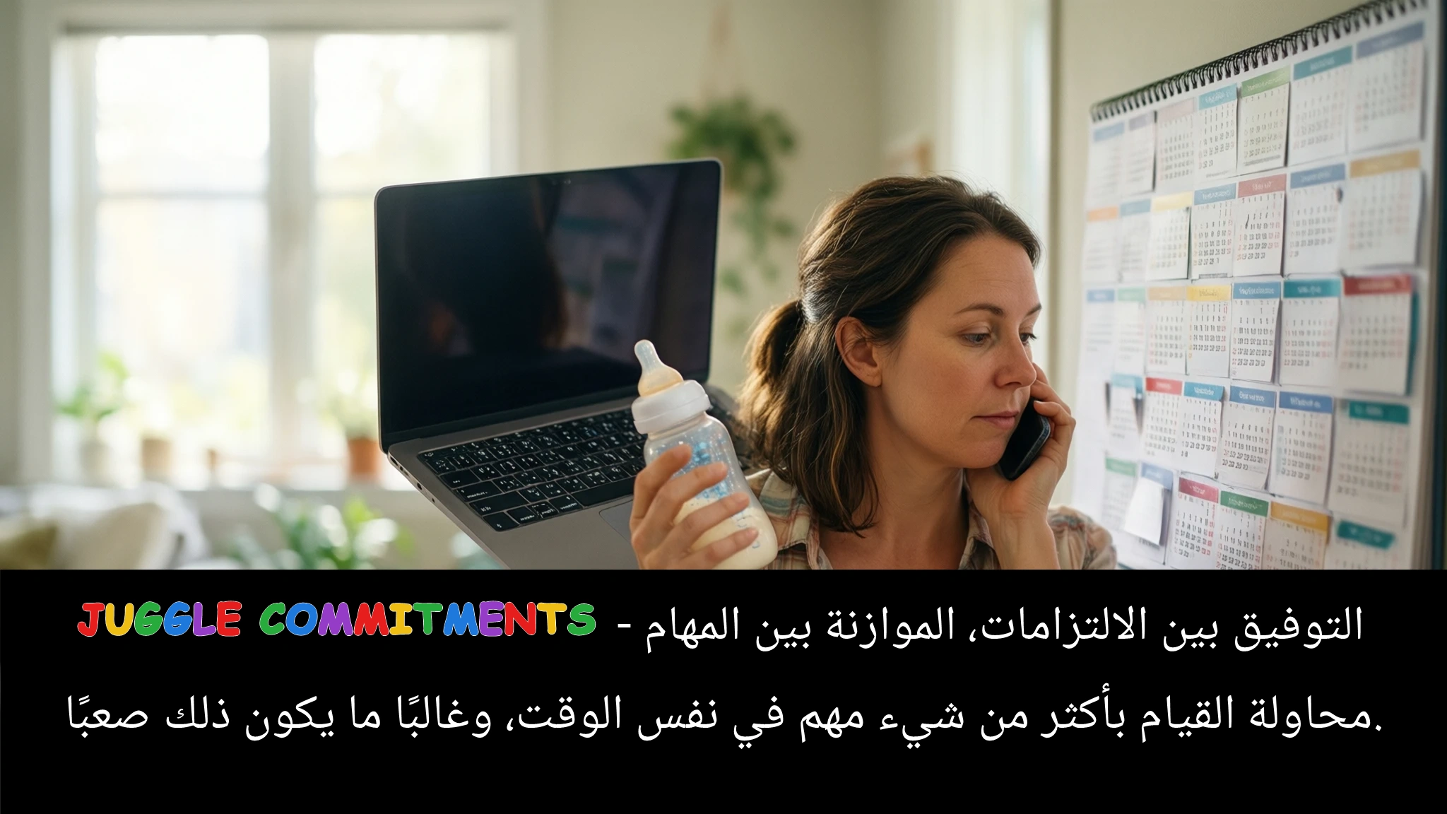 Arabic Illustration for juggle commitments